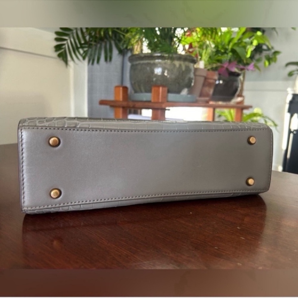 Tory Burch Gray Croc-Embossed Satchel - Picture 9 of 13